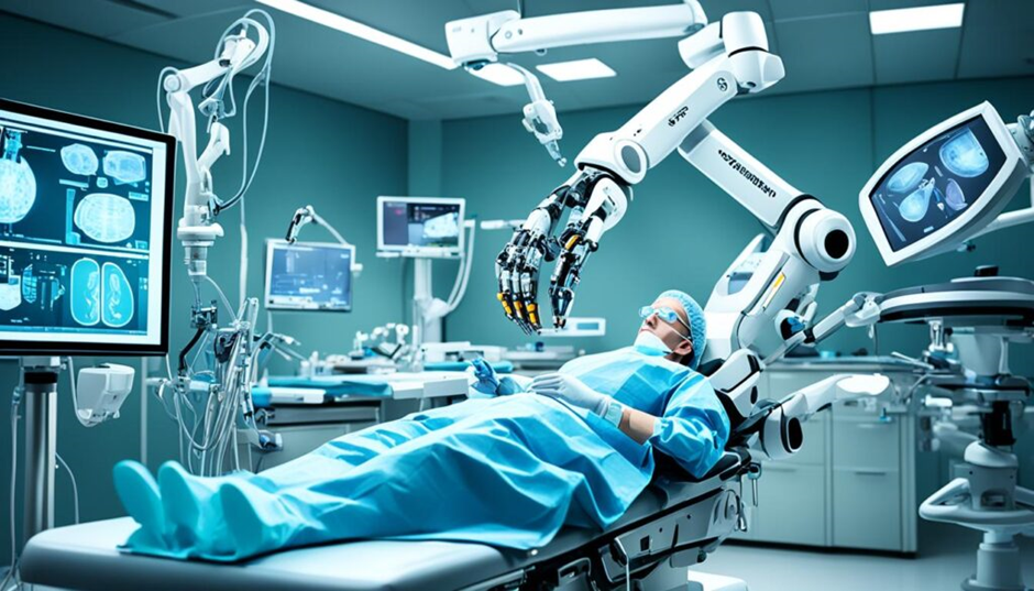 Robot-assisted surgery in operation.