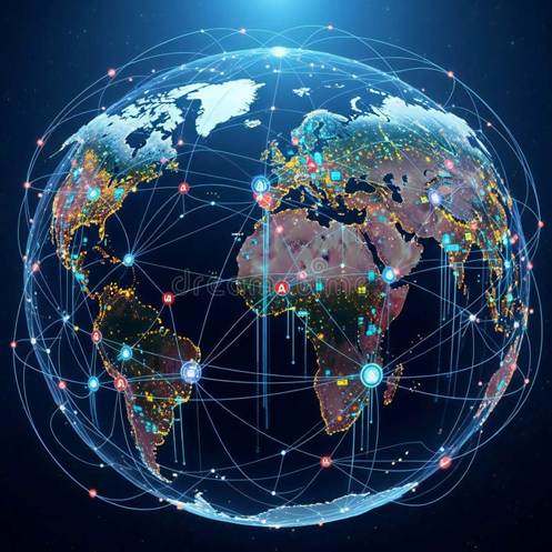 5G vs 6G global connectivity digital globe illustration